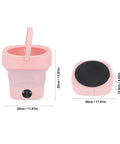 Tiny But Mighty Foldable Mini Washer Skip The Hand Wash Headache Grab And Go Compact Wash Station with drain basket and collapsible design.