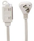 Game Changing Heavy Duty 3 Foot 2 Prong Indoor Extension Cord Power Strip With Flat Plug Space Saving Design 13 Amps 1625 Watts White Two Pack No Sweat Living Room Bedside Gear, featuring two receptacle design.