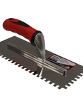 Stainless Steel Tile Trowel With 1/4 Inch By 3/8 Inch U Notch 11 Inch Blade Rugged Rust Proof Construction Cushioned Handle