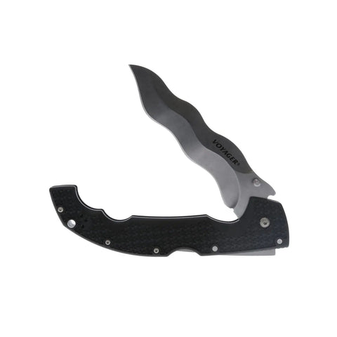 Razor Sharp Kris Blade Folding Knife With 5.5 Inch Blade AUS10A Steel 6.75 Inch Griv Ex Handle Tri Ad Lock Everyday Carry