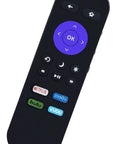 All In One Roku TV Remote For ONN Models, Universal Replacement Remote showcasing media buttons on black body