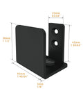 Matte Black Floor Guide For Wall Mount Sliding Barn Door Hardware Set Of 2, visible dimensions and side view.