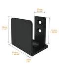 No-Drill Wall Mounted Sliding Barn Door Floor Guide U Shape Bottom Guide Adjustable, black steel, with measurements