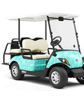 Golf cart with Tie Dye Seafoam Spiral Matte Vinyl Film Wrap For Cars 59 Inch By 11 Foot Sheet Roll With Dope Bubble Free Air Egress