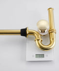 Brushed Gold U-Shape Sink Stopper Kit With Overflow For Bathroom One And A Quarter Inch Slip Inlet Drain Bottle Trap Complete Pop Up Waste Set Easy Install Fits Most Sinks Meets USA CAN Plumbing Codes on scale