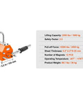 Heavy Duty Permanent Magnetic Lifter Packs 1000 Kg Of Raw Pulling Power For Moving Steel Scrap side view with U loop shackle hook.