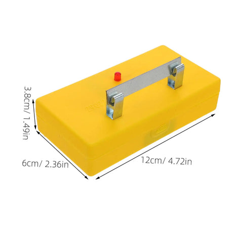 Reliable Conductivity Learning Kit for Hands On Physics Experiments, yellow durable box with handle and measurements shown