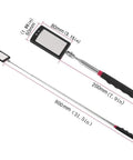 Telescopic Inspection Mirror With LED Lights 34 Inch Extendable Reach And 360 Degree Rotating Head 2.5 By 1.7 Inch Rectangular Mirror Grab And Go Tool