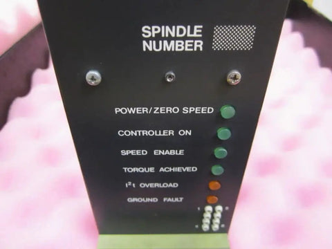 Control panel for R Servo 2 spindle motor showing power and speed indicators for CNC machinery. Shop Ready Refurbished R Servo 2 Spindle Motor K 258637-42 Heavy Duty Cnc Replacement Unit Rock Solid Build No Hassle Swapping And Top Tier Performance For Every Machine Floor.