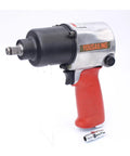 Hardcore Half Inch Air Impact Wrench Delivers A Beefy 680 Nm Kick To Crush Any Rusty Stud Or Job Site Bolt Without Breaking A Sweat For Weekend Builders And Shop Pros, showing silver and black design with red handle.