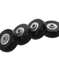 Solid Four Pack Black Luggage Wheel Replacement Kit Precision Roller Bearings Silent Rolling On Terminals And Sidewalks Smooth Glide Durability Suitcase Repair Easy Setup Ensuring Long Dependable Performance Zero Stress Always, four black suitcase wheels