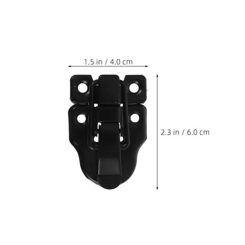 Vintage Iron Draw Latch Lock Set 4 Pcs Black Retro Cabinet Door Hardware With Quick Setup Stable Clasp and Spring Loaded Buckle For Wood Boxes, close-up view.