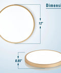 Gold LED Flush Mount Ceiling Light Fixture 12 Inch 28W 5000K Set Of 4 Ultra Slim Ceiling Lamps dimensions and side view