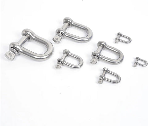 304 Stainless Steel D Type Shackle Bow U Type Lifting Ring M16 1 Piece With M4 M5 M6 M8 Pin Set displayed on white.