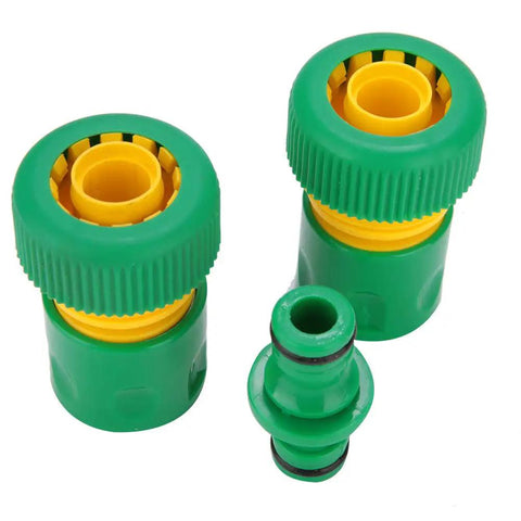Quick Release Garden Hose Repair Kit With Durable Brass Connectors And Heavy Duty 3 Piece Set For Easy Home And Gardening Hoses Fix Job, green hose connectors