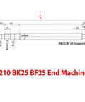 Technical drawing of DFU3205 Ball Screw With Double Ball Nut BK25 BF25 End Machined, 32 mm diameter, 10 mm pitch for CNC machines.