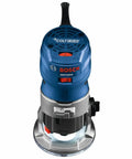 Top view of Colt 1.25 HP Variable Speed Palm Router With 7 Amp Motor Precision Handheld Router blue and silver design
