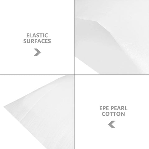 Close-up of white cushioning foam wrap material highlighting elastic surfaces and EPE pearl cotton texture.