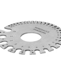 Pro Grade Stainless Steel Round Hole Diameter Gauge for Wires and Rods, precision tool with high contrast engravings, angled view