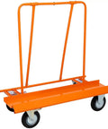 Heavy Duty Drywall Panel Dolly With 8 Inch Wheels And Locking Casters 1800 Lbs Capacity Steel Folding Sheetrock Cart For Moving Drywall Plywood Wood Panels Tough As Nails, orange steel cart