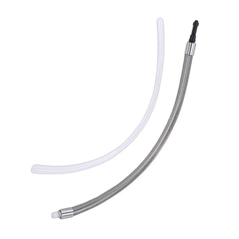 Go To Replacement Milk Tube For Coffee Makers Featuring Stainless Steel Hose And Opaque PC Jacket Anti Drip Build Fits We8 E6 D6 Z8 Z6 Appliances, showing stainless steel and opaque tube.