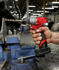 Straight Up Powerful Brushless Drill Driver Compatible With Milwaukee M12 12V Half Inch Cordless Power Tool Bare Unit in hand drilling metal.