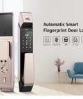 Premium Semiconductor Fingerprint Smart Door Lock With Integrated Doorbell Keyless Password And Card Access Ultra Smooth Operation rechargeable door lock with keypad and fingerprint access.