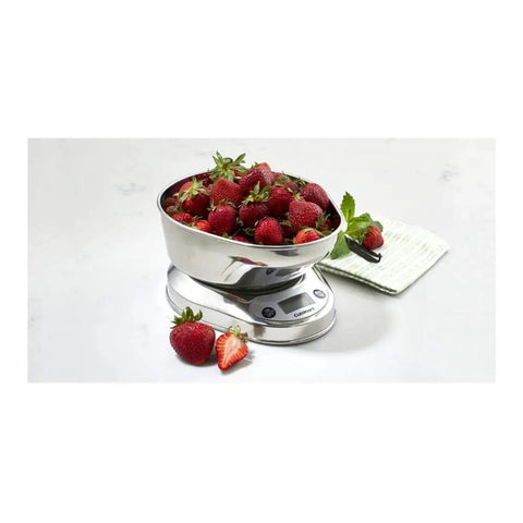 Digital Kitchen Scale With Glass Platform And Stainless Steel Chef Bowl Precision Weighing In Grams And Ounces with strawberries