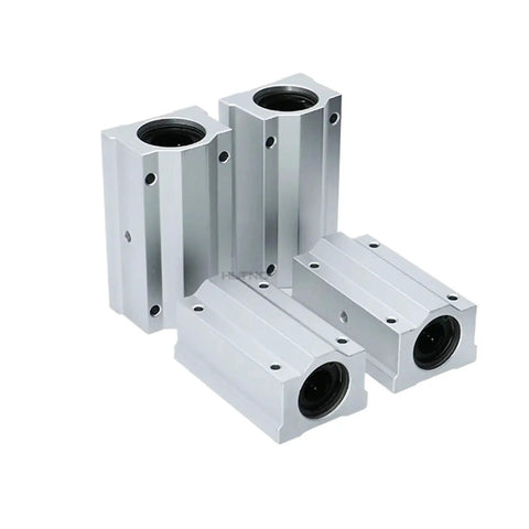 Badass Grip Heavy Duty Linear Motion Ball Bearings Aluminum Slide Bushing Blocks For CNC Rigs And 3D Printers, four sleek aluminum blocks.
