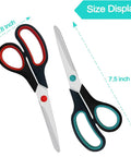 Two Pack 7.5 Inch All Purpose Scissors For Office And Home Use Soft grip handles durable stainless steel blades size display