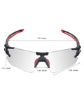 Photochromic Cycling Sunglasses For Men And Women, Frameless Bike Glasses With UV Protection, Black Red, Regular Fit