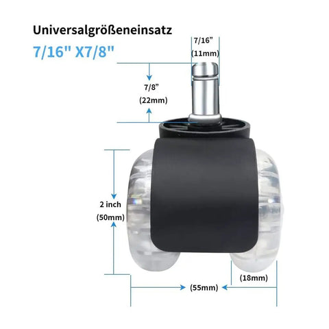 Five Piece Rock Solid Office Chair Caster Wheels With Universal Replacement Furniture Casters Boasting Silent Roll Pu Tread For Smooth Desk Chair Glide And No Nonsense Floor Saving At Home Or Work. Caster wheel dimensions and specifications.