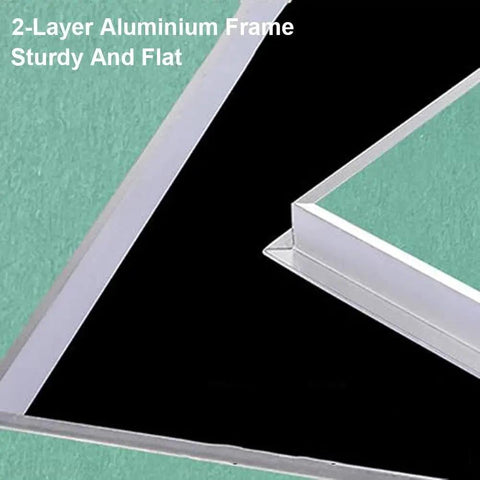 Slick Build Invisible Access Panel For Drywall Ceilings Featuring Rugged Aluminum Frame and Easy Peel Split Cover. Close up on aluminum frame.