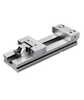 Heavy Gauge 5 Inch Bench Vise With Wide Jaw Opening And Rock Solid Clamping Force For Cnc Machining Centers grinding tasks and fixtures, silver metal design.
