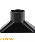 Rectangular Dust Hood Nozzle For Two And A Half Inch Dust Collection Hose Fittings, ABS plastic, front view