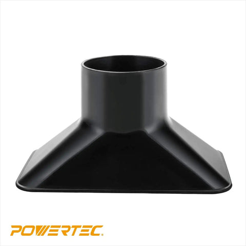 Rectangular Dust Hood Nozzle For Two And A Half Inch Dust Collection Hose Fittings, ABS plastic, front view