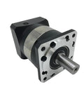 Heavy Duty Planetary Gearbox For 750W Servo Motor equipped with 7 Arcmin Low Backlash Flange Mount, visible with silver and black housing.