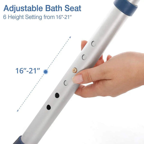 Hand adjusting height on Heavy Duty Bariatric Shower Chair for Inside Shower with 300 Lb Capacity Extra Wide Bath Bench.