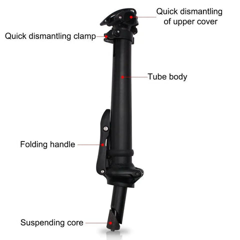 Rad Adjustable Folding Riser Stem For Bikes And E Bikes Aluminum Alloy 25.4mm Folding Stem With Teeth 56 To 65mm Height shown in parts