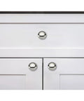 Two Pack One Half Inch Bifold Closet Door Knobs Polished Nickel Zinc Alloy Cabinet Handles on white cabinet.