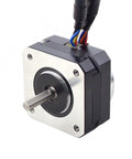 Nema 17 closed-loop stepper motor with magnetic encoder; silver front plate, black housing, wired