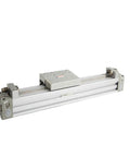 Top Shelf Pneumatic Rodless Cylinder Built Tough With Precision Mechanical Joint And Linear Guide For Heavy Duty Industrial Automation Smooth Air Powered Actuator Setup.