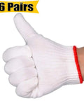 Grippy Hand Working Gloves With Safety Grip For Light To Medium Duty Tasks, breathable cotton glove with red trim, thumbs up
