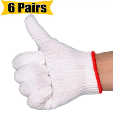 Grippy Hand Working Gloves With Safety Grip For Light To Medium Duty Tasks, breathable cotton glove with red trim, thumbs up