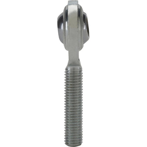 Heavy Duty Carbon Steel Heim Joint Rod End 1/4 28 RH Male Thread Zero Play Precision Bearing side view with threaded shaft.