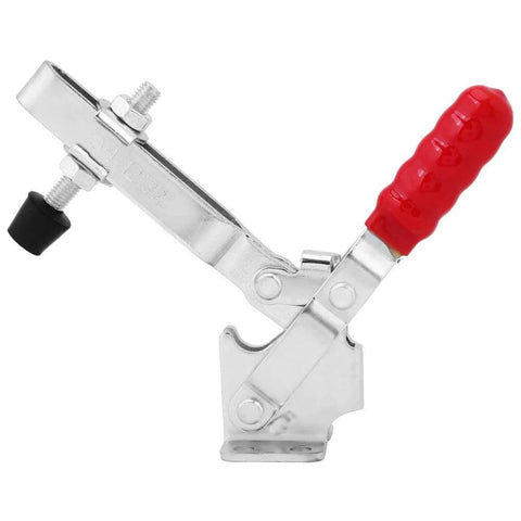 Toggle Clamp Quick Release Jig Clamp For Woodworking And Assembly with wear-resistant electroplated handle, silver body.