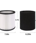 Replacement HEPA Cartridge Filters With Lid For 5 Gallon And Up Wet Dry Vacuums Fits 90304 90350 90333 2 Pack shown with dimensions