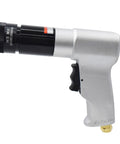 Pro Grade Pneumatic Rivet Nut Tool Kit With M5 And M6 Heads, shown from side view with handle and connector