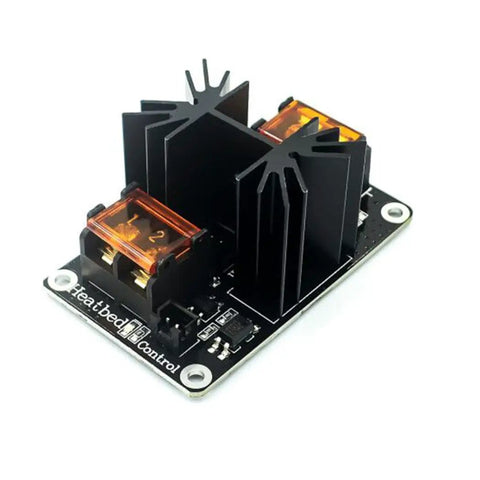 Two Pack 3D Printer Heat Bed Power Module 25A MOSFET Expansion Board With Snowflake Heatsink High Current Load Hotend and Bed Upgrade Kit Includes Cables for Lerdge and Other Printers. black MOSFET module with snowflake heatsink and screw terminals