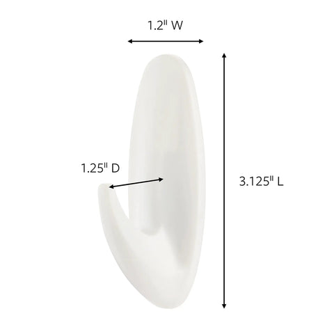 Damage Free Wall Hooks With Adhesive Strips Set Of 2 Hooks And 4 Strips, No Tools Required, Holds Up To 3 Lb, hook dimensions shown
